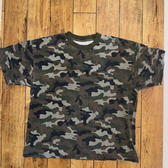 Camo T-Shirt XL 23x26 Green Basic Tee Mid Weight - Picture 1 of 4